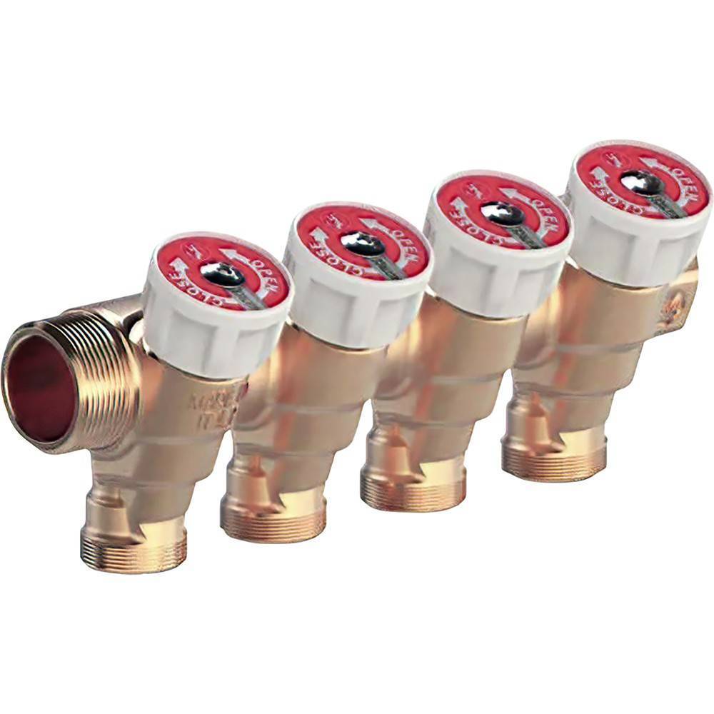 Коллектор сантехнический Giacomini с вентилями 3/4 x 1/2 E на 4 выхода R585CY064