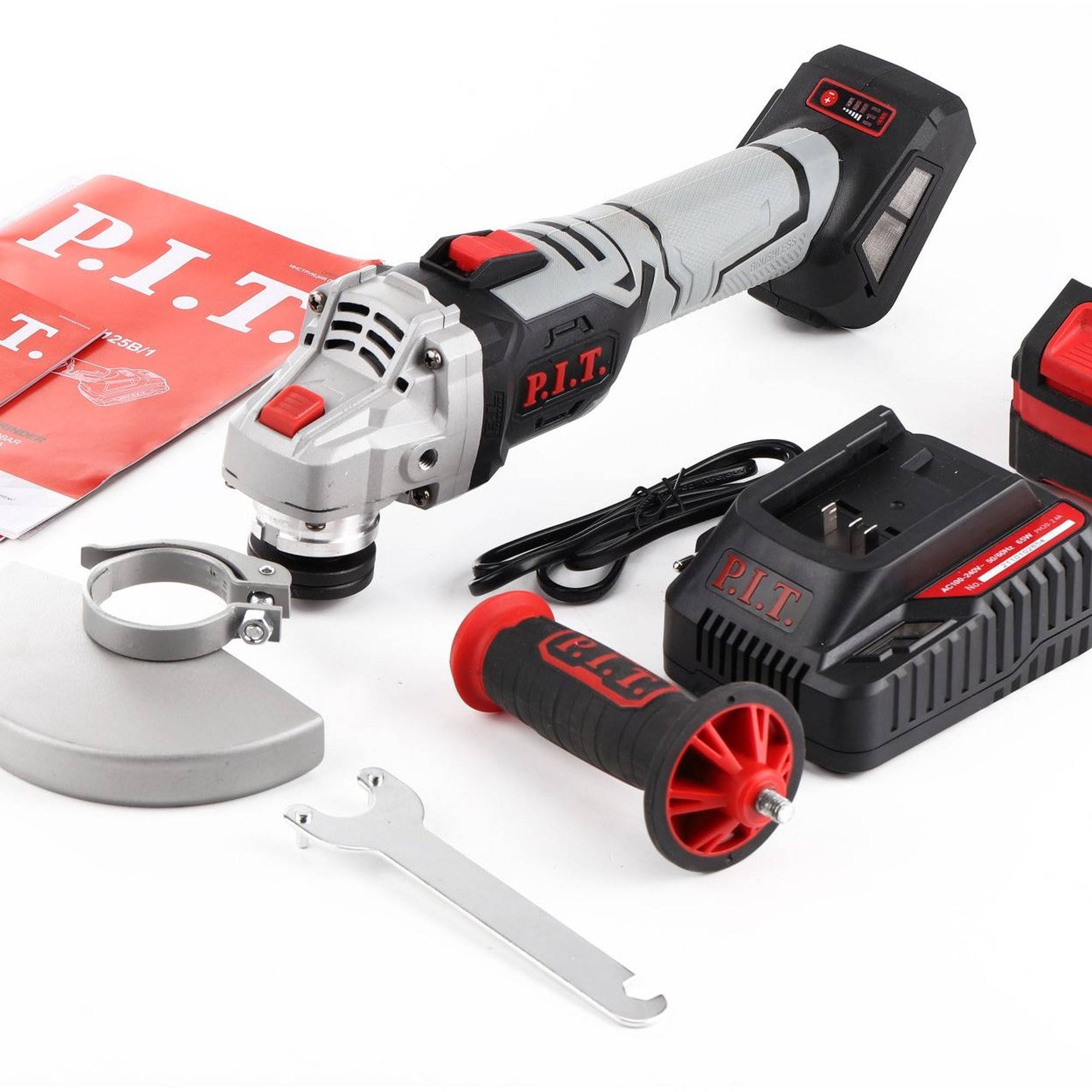 Аккумуляторная угловая шлифмашина P.I.T. PWS20H-125B/1 125 мм 20 В 1х4.0 Ач бесщеточная PWS20H-125B/1