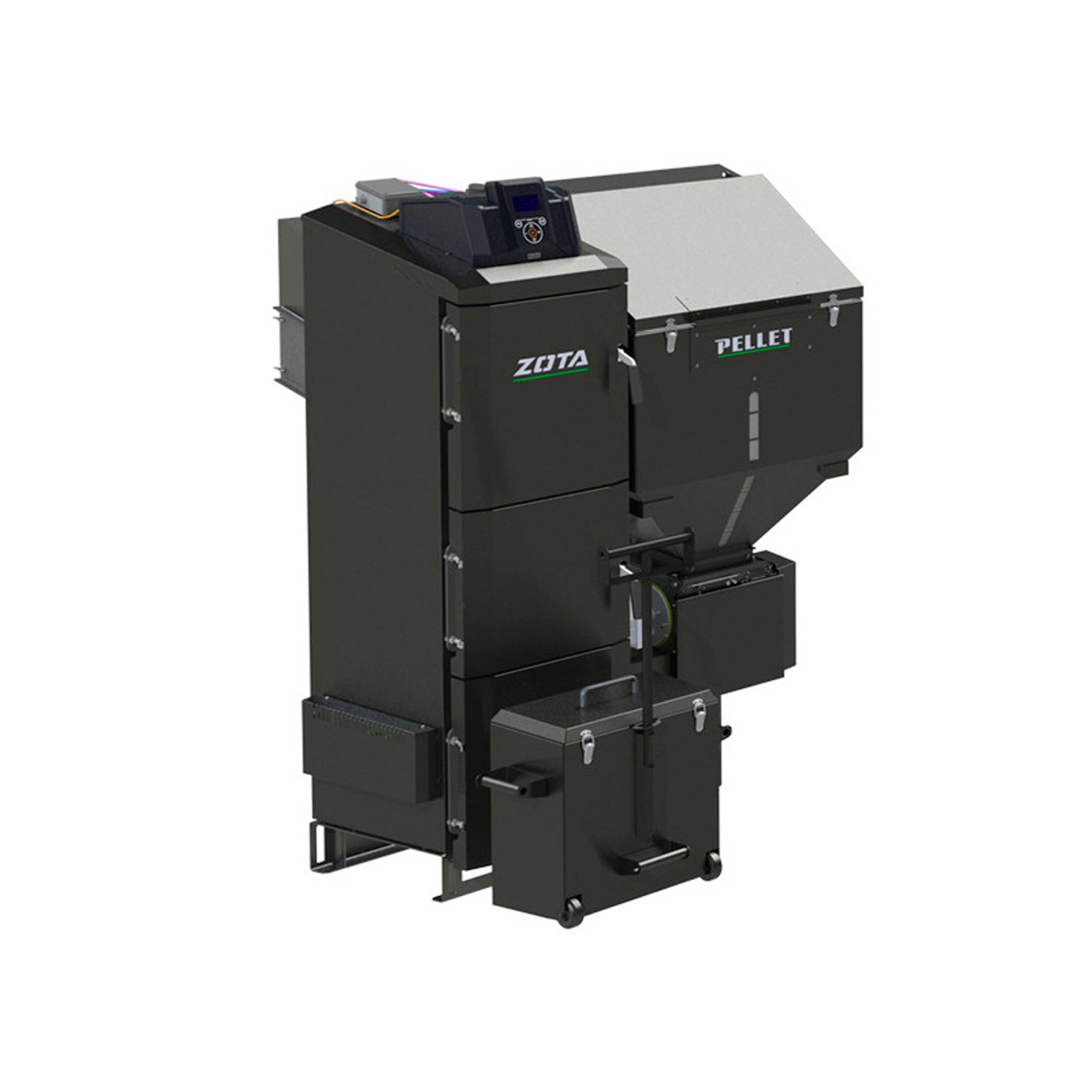 Котел пеллетный ZOTA Pellet Black 105 кВт 2R-700 комплект (корпус + механизм подачи + горелка + бункер) 1679697