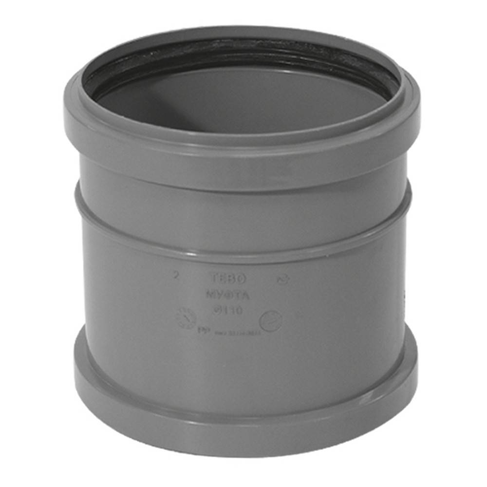 Муфта для внутренней канализации TEBO двухраструбная 50 мм серая 013020203
