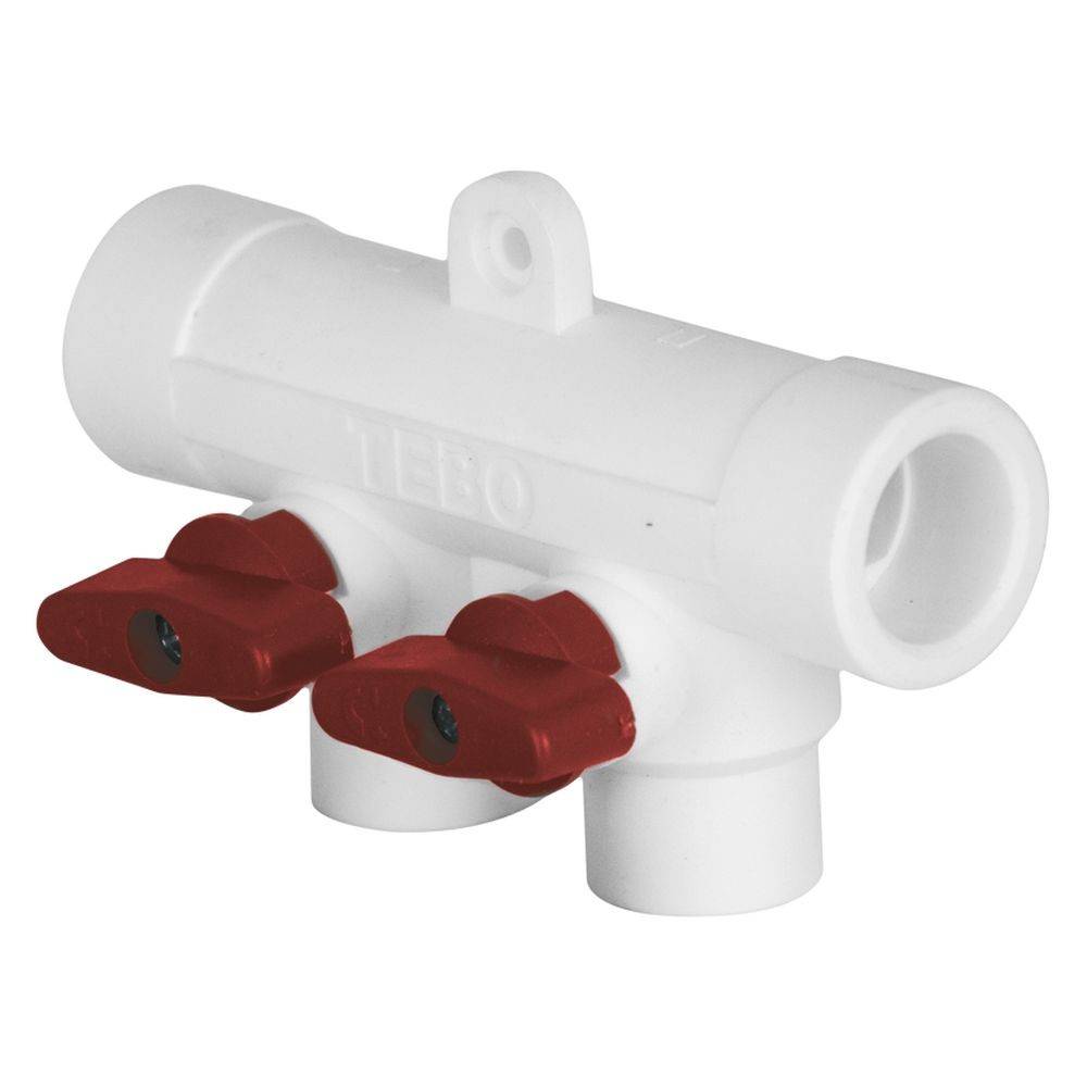 Коллектор полипропиленовый TEBO PP-R 40x20 мм 2 выхода красный 015091201