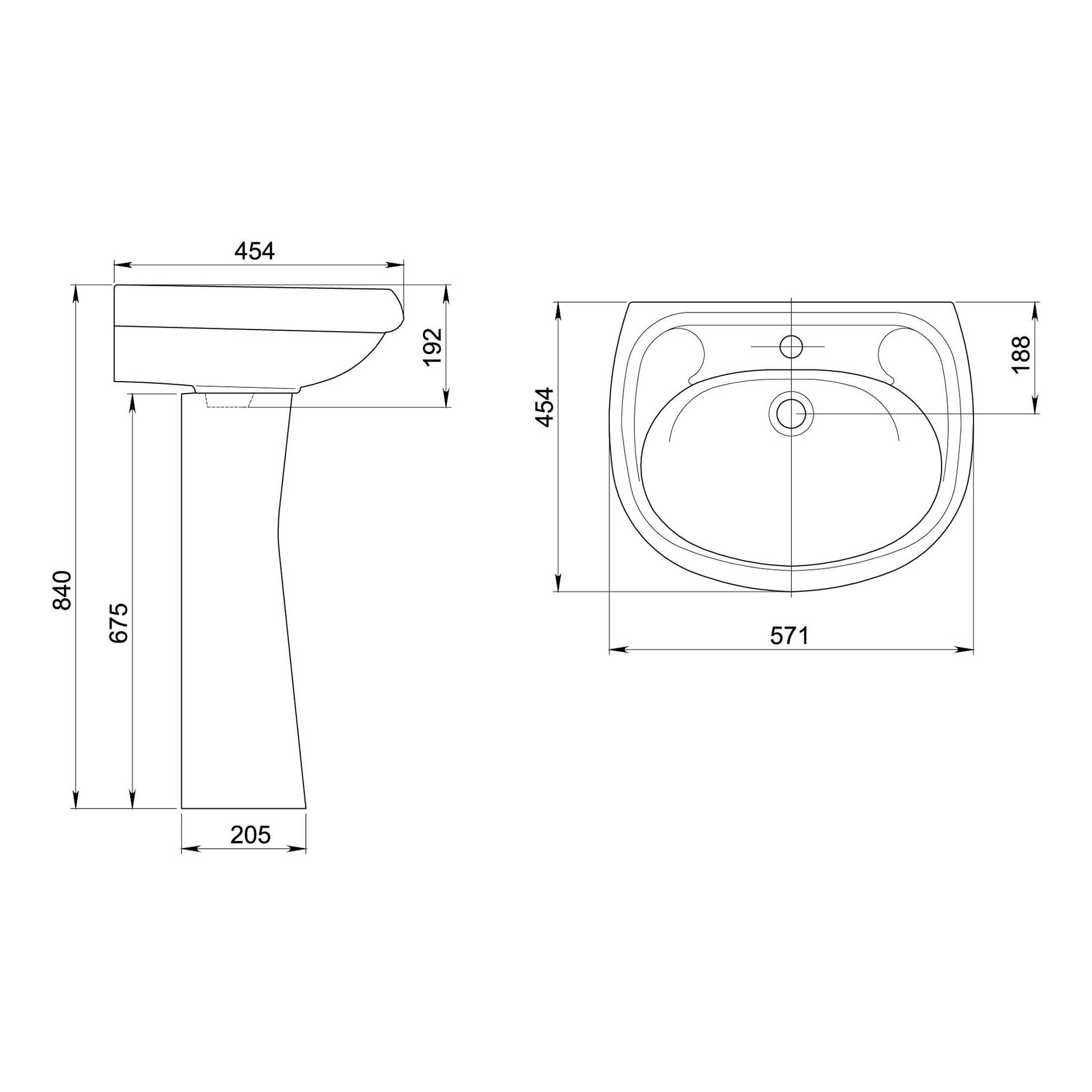 Умывальник Santeri Воротынск 50 500x410 мм без перелива с пьедесталом 1.3101.1.S00.10B.0