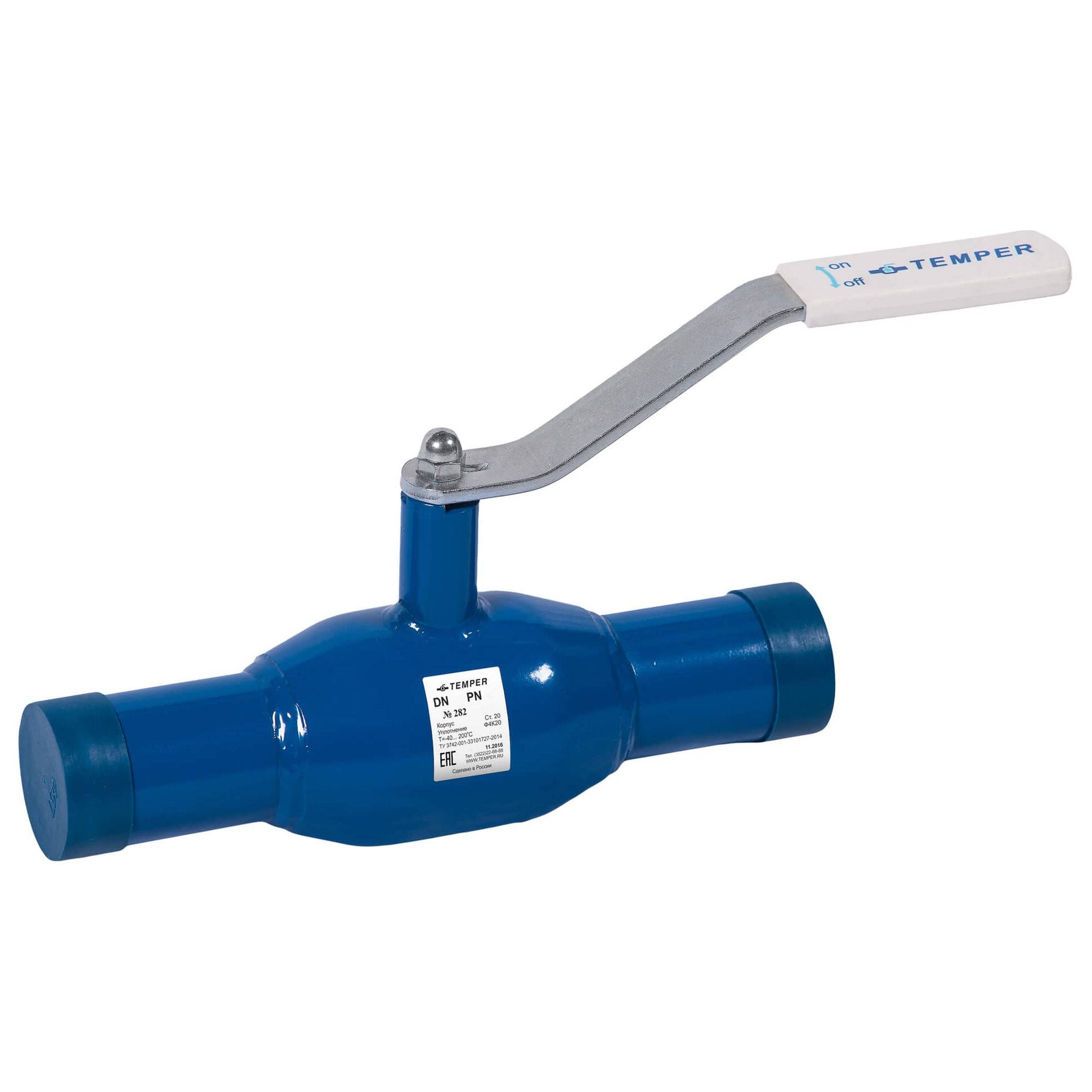 Кран шаровый TEMPER DN40 PN40 стандартнопроходной приварной 28220040