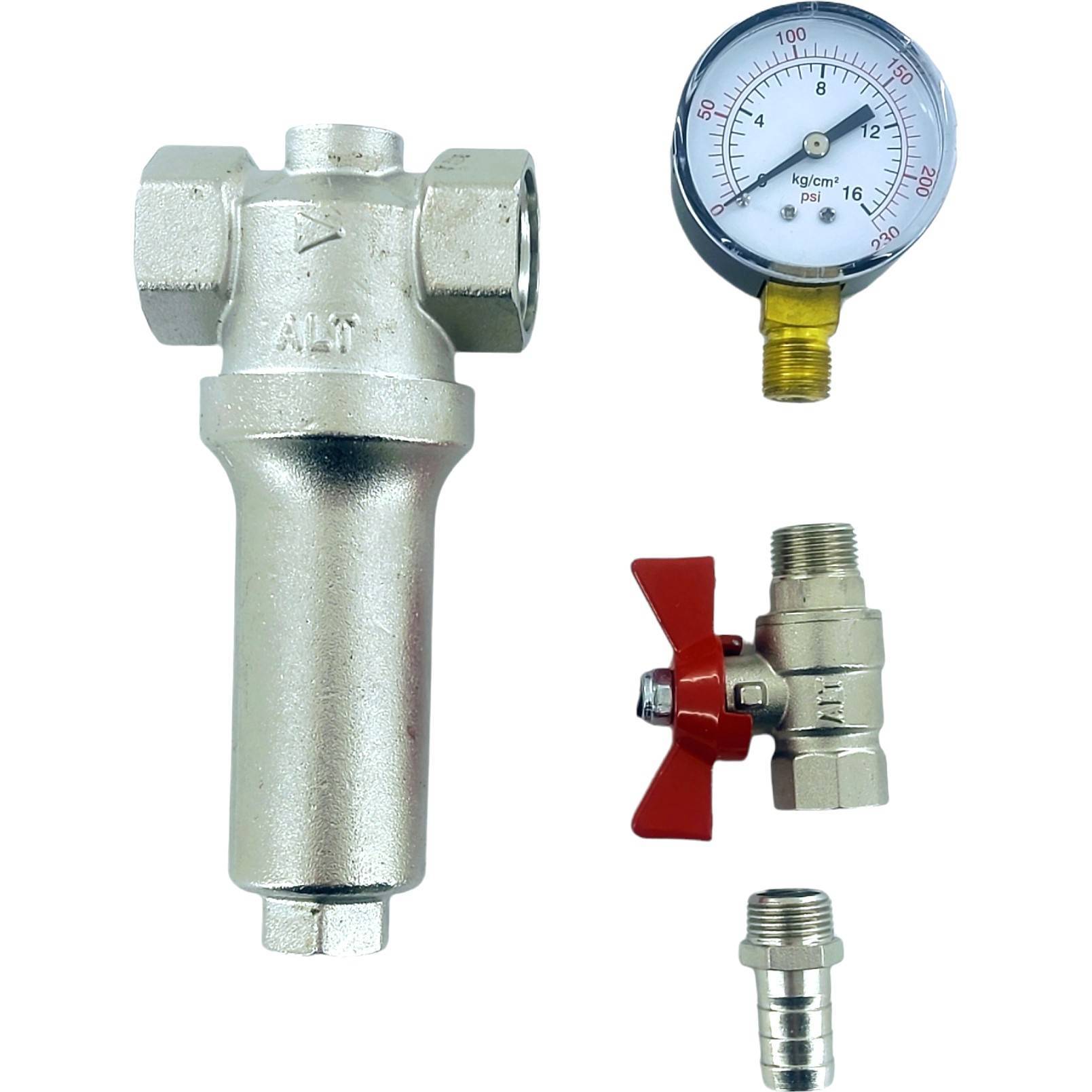 Фильтр промывной Altstream ВВ 1/2 с манометром 100 мкм НС-1344598