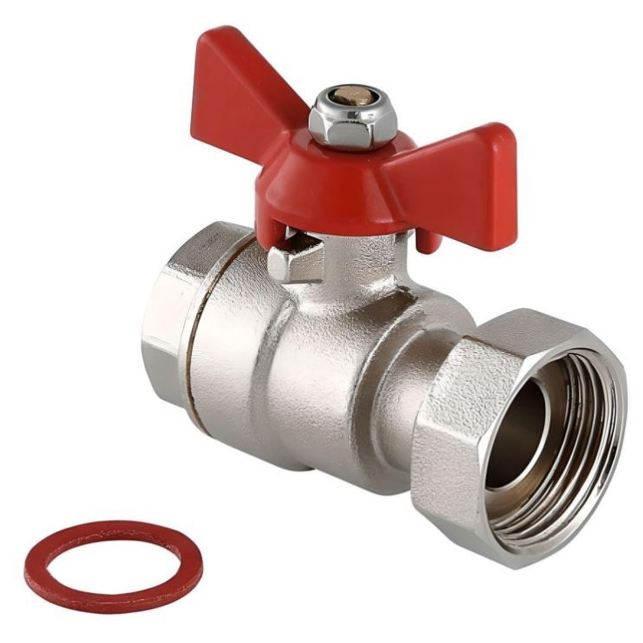 Кран шаровой ViEiR прямой с накидной гайкой 3/4 дюйма никелированный VERS51