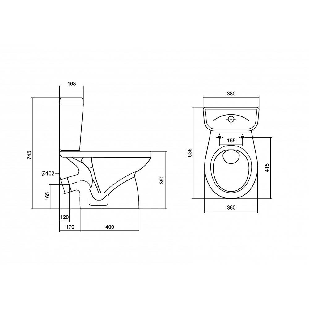 Унитаз-компакт Santek Анимо косой выпуск с сиденьем и бачком 1WH302134