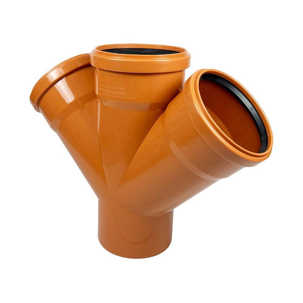 Крестовина VALFEX PP-H для наружной канализации 110x110x110 мм 45° 33110110