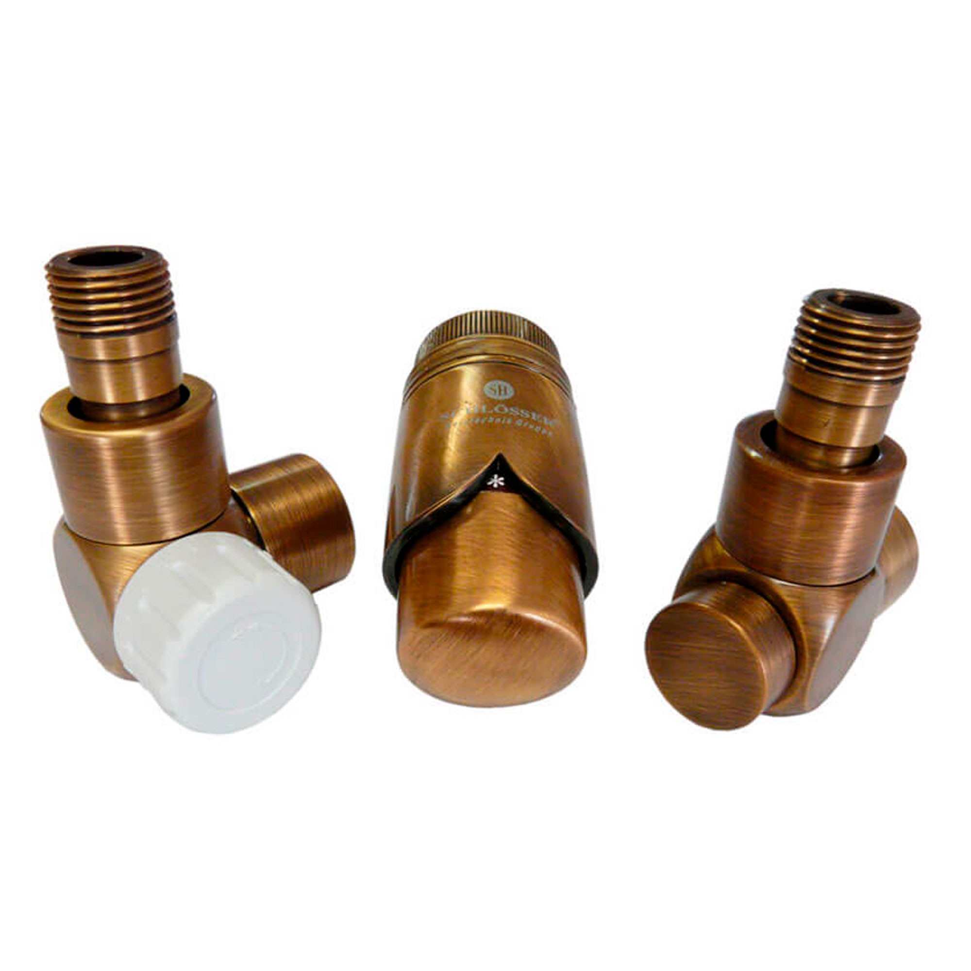 Комплект термостатический Schlosser 1/2 трёхосевой правый для пластиковых труб латунь антик 602200068