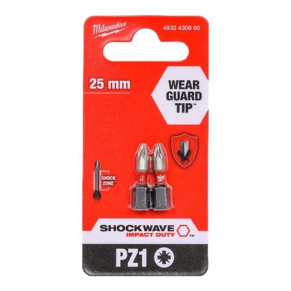 Бита Milwaukee SHOCKWAVE PZ1 25 мм упаковка 2 шт 4932430860