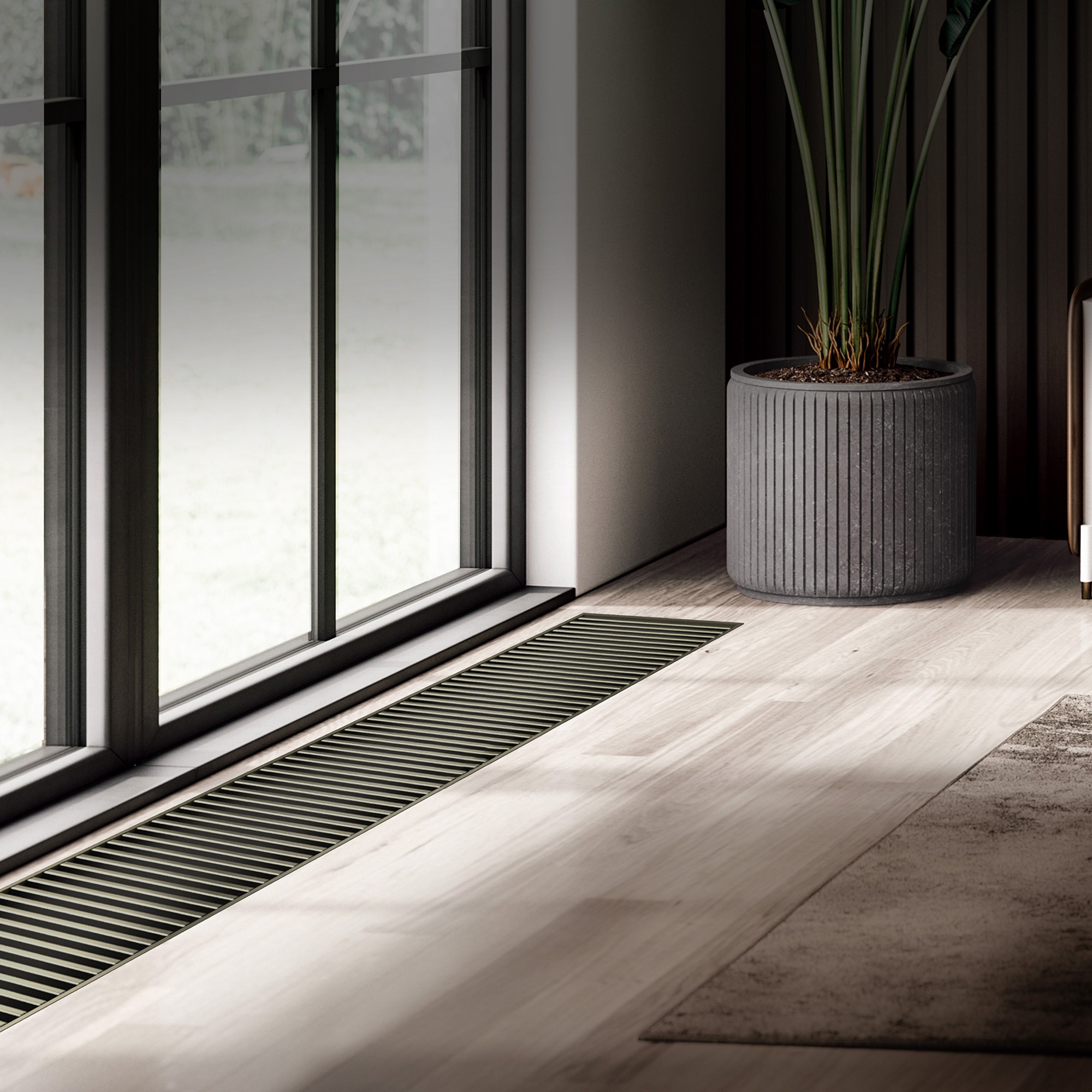 Конвектор внутрипольный Royal Thermo ATRIUM TURBO 80x180x1500 мм инверторный темно-коричневый НС-1720551