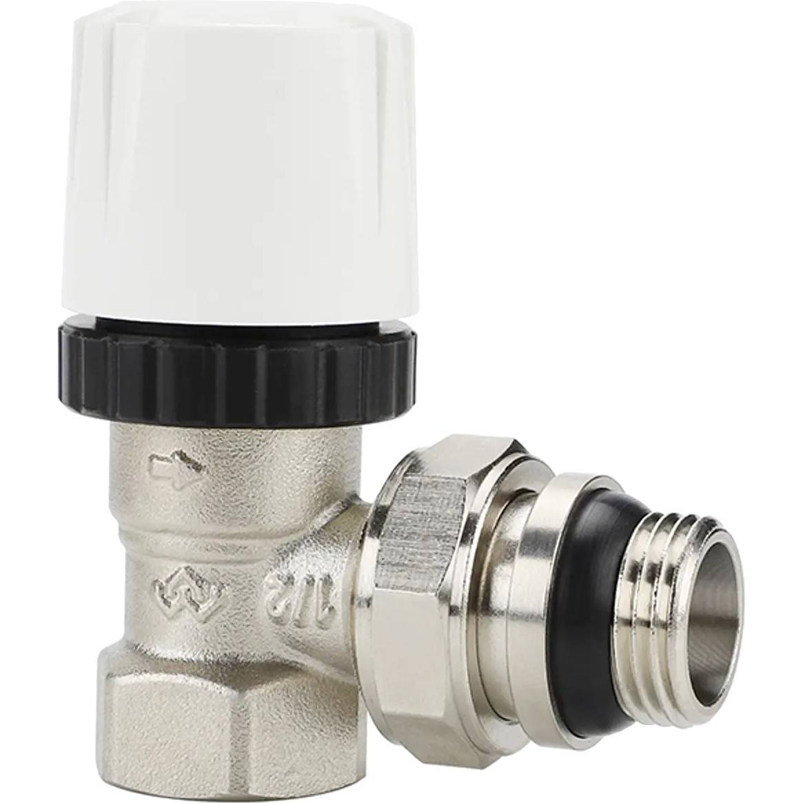 Клапан радиаторный Varmega термостатический угловой 1/2 с самоуплотняющимся полусгоном VM10411