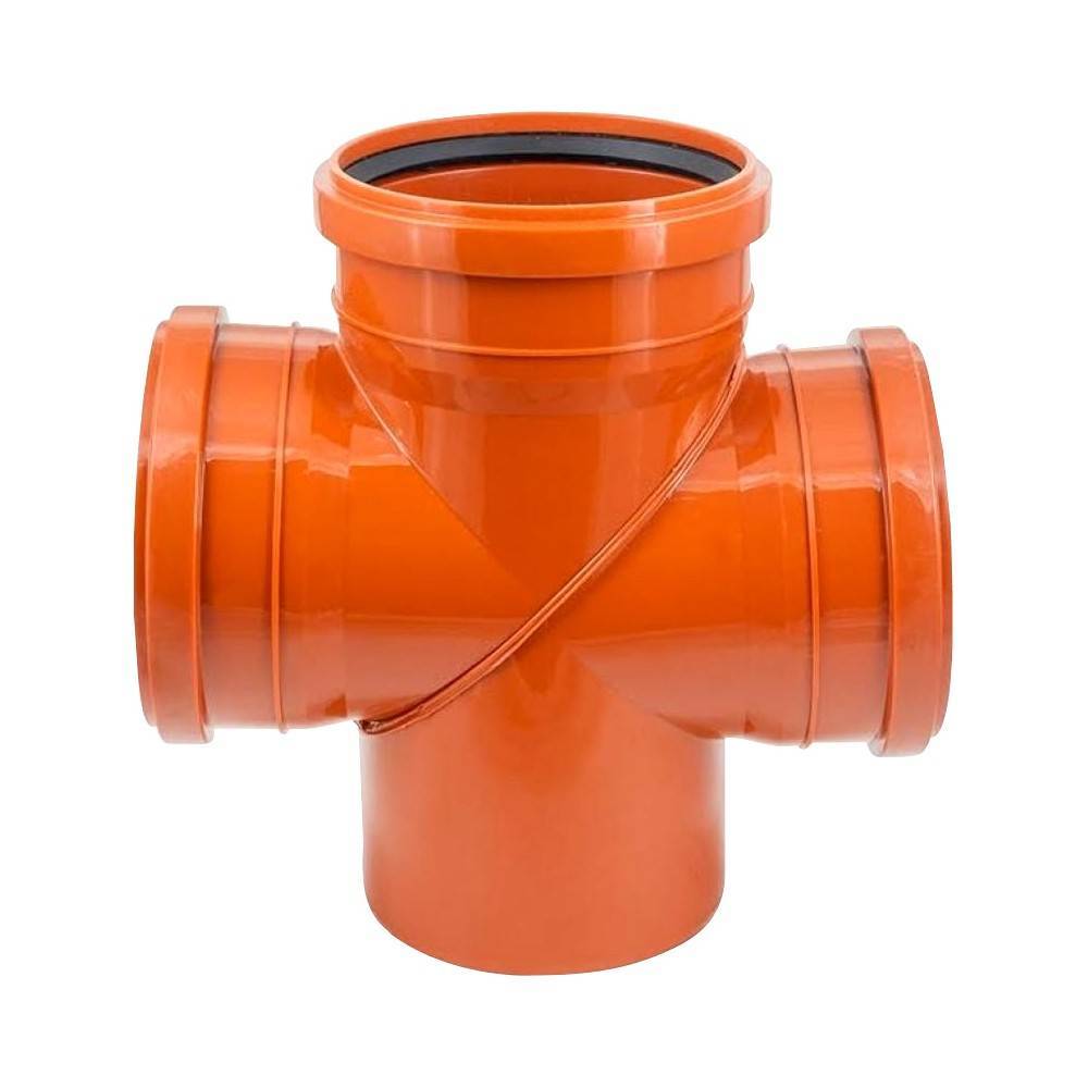 Крестовина одноплоскостная Политэк 110x110x110 мм 87° для наружной канализации 111111087