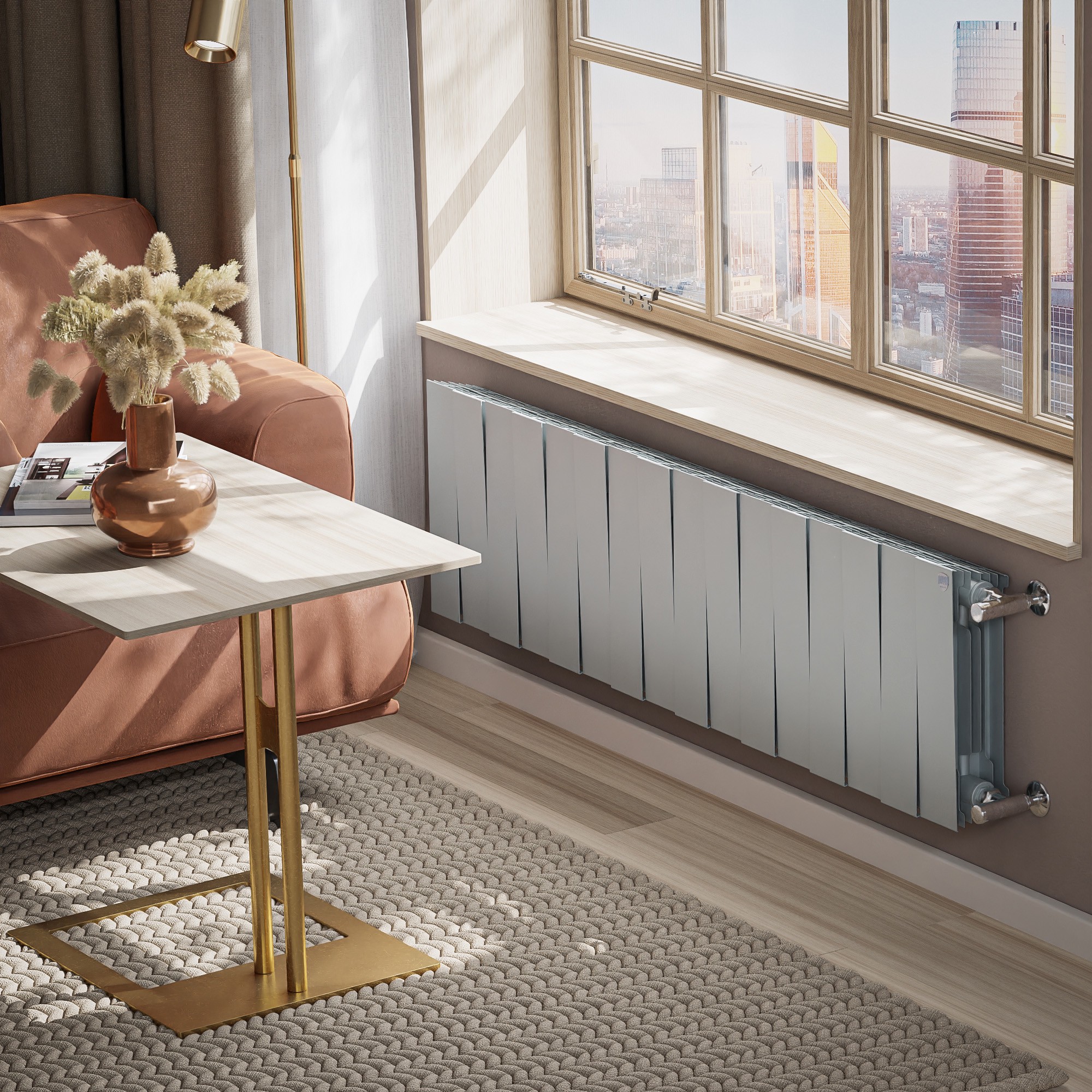 Радиатор биметаллический Royal Thermo PianoForte 300 16 секций боковое подключение серебристый 1682343