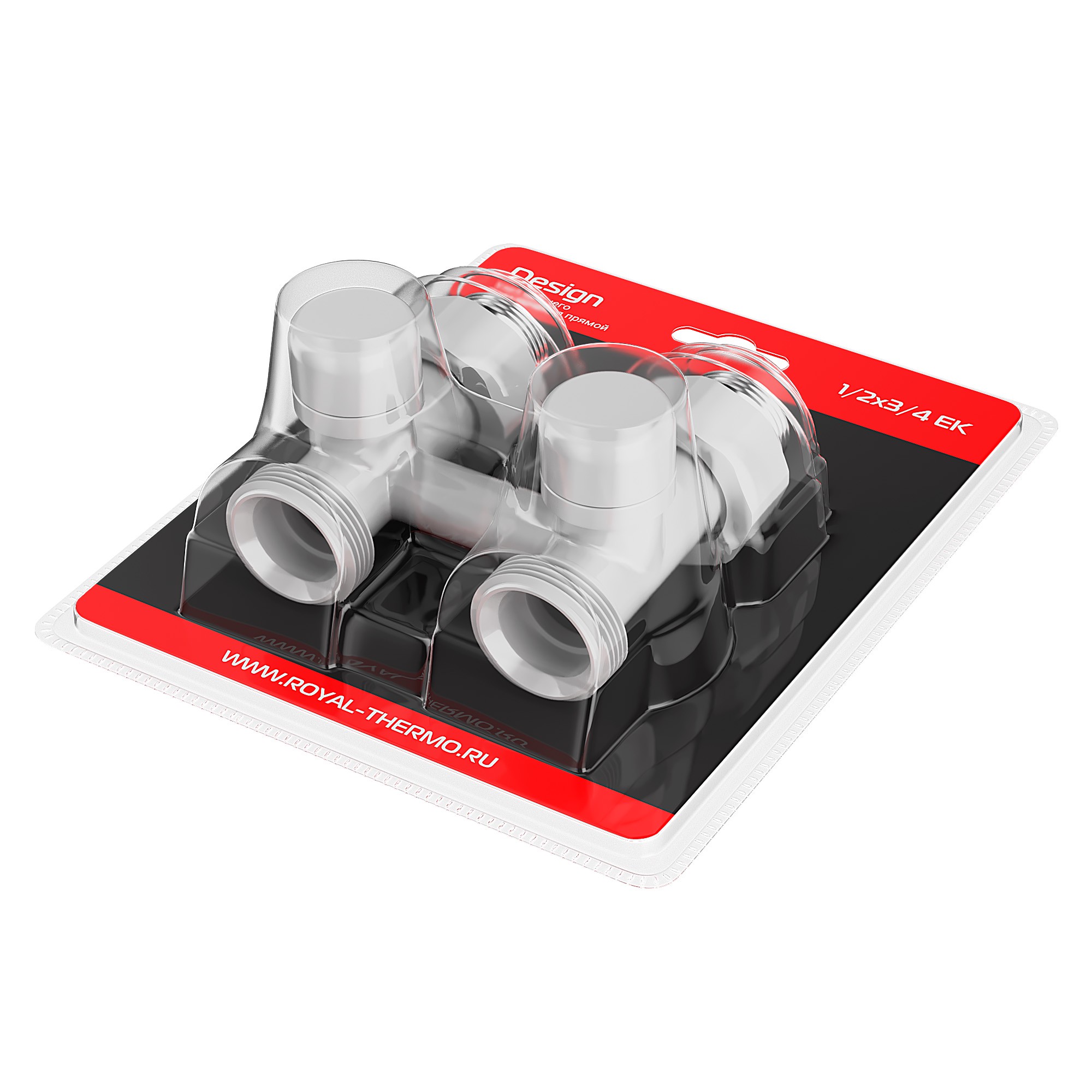 Узел нижнего подключения Royal Thermo Design прямой 1/2 x 3/4 EK белый RTE 07.00101