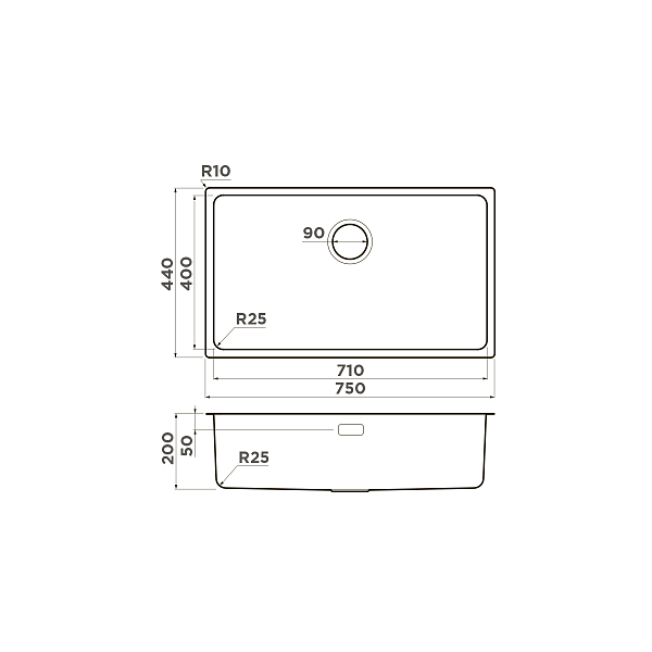 Кухонная мойка Omoikiri Tadzava 75-U/I-IN 75x44 см нержавеющая сталь 4993501