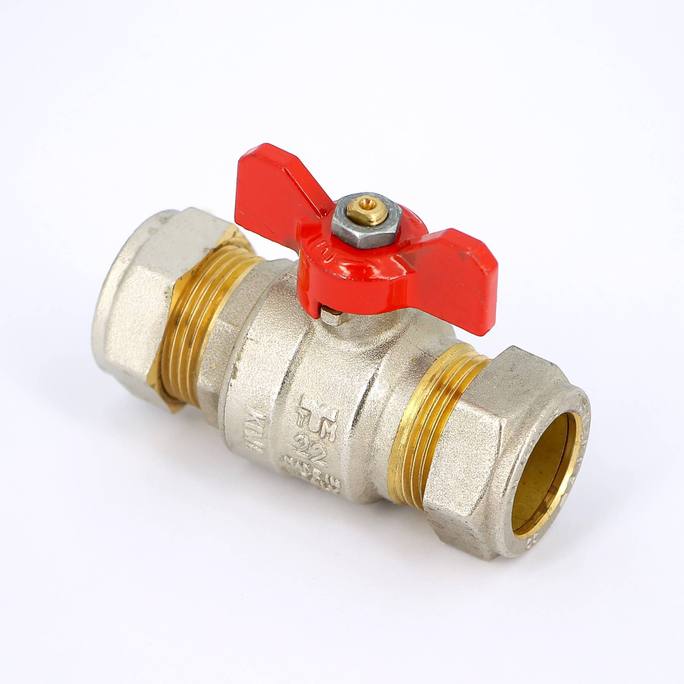 Кран шаровый обжимной Tiemme 2140 22 мм с бабочкой 2140001