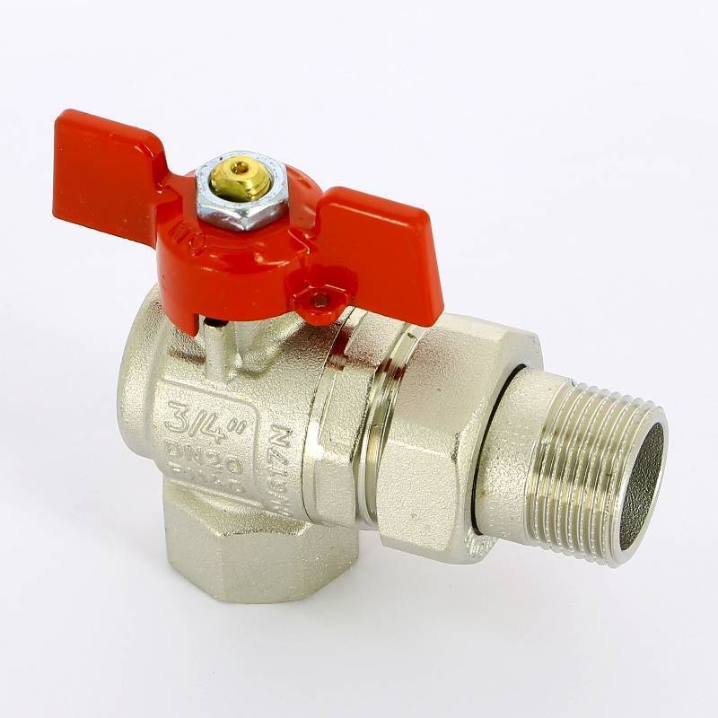 Кран шаровой угловой Uni-Fitt 3/4 НВ с разъемным соединением для коллекторов 133T3000