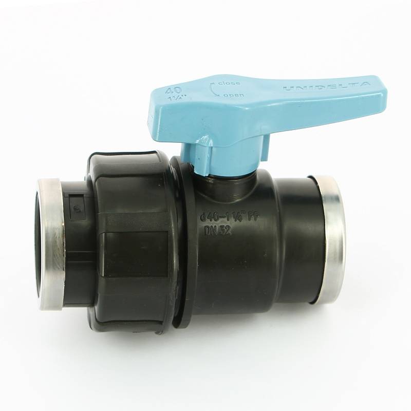 Кран компрессионный Unidelta ВВ 1 1/4 дюйма для труб ПНД 1073005005001
