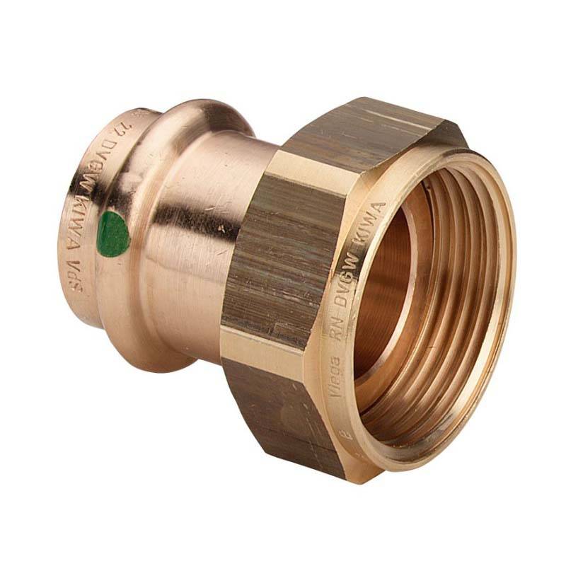 Муфта переходная пресс-В Viega Sanpress с накидной гайкой бронза 12х3/4 293611