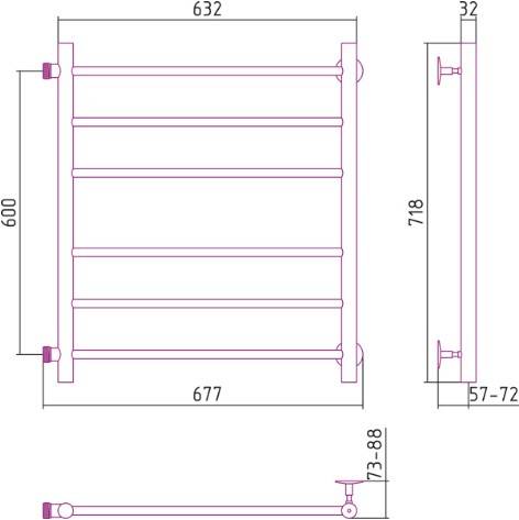 Полотенцесушитель водяной Стилье Версия-Б 60x60 см без покрытия 00610-6060