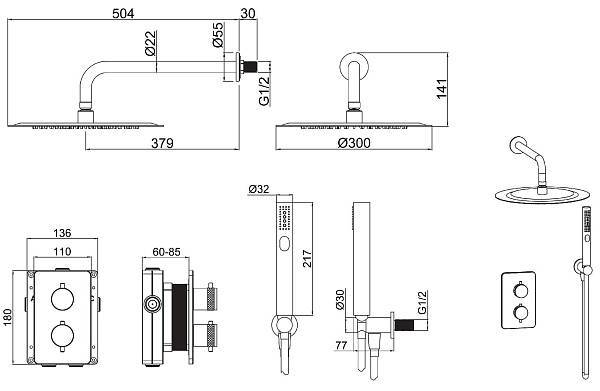 Душевой комплект Allen Brau Priority черный матовый 5.31013-31