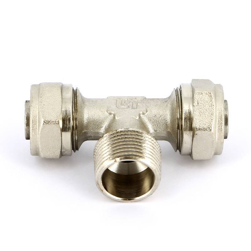 Тройник обжимной Uni-Fitt никелированный 20x3/4x20 наружная резьба 668N7370