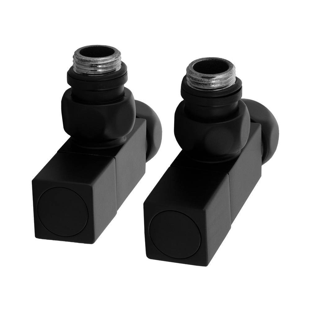 Вентили запорные угловые Сунержа Квадрат пара черный матовый SG01CH0405/2BLACK