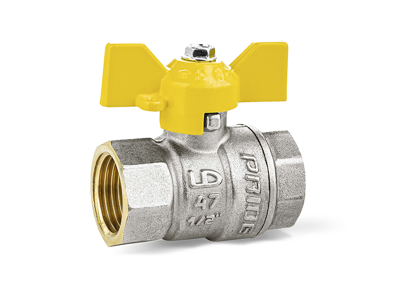 Кран шаровой латунный LD Pride 47.25.В-В.Б.GAS Ду 25 Ру 40 вн-вн бабочка 47.25.В-В.Б.GAS