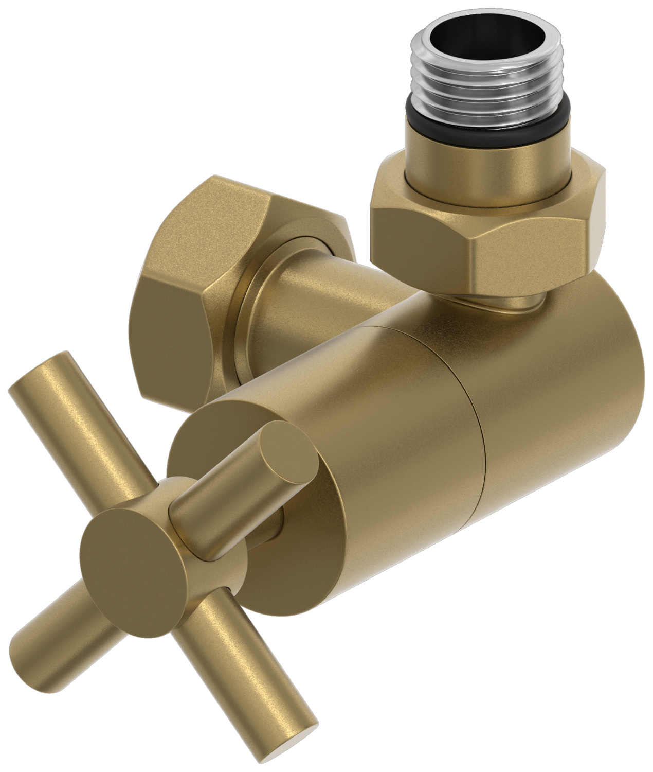 Вентиль регулирующий 3D правый Сунержа Крест G 1/2 x G 3/4 золотой шёлк матовый 32-1411-1234