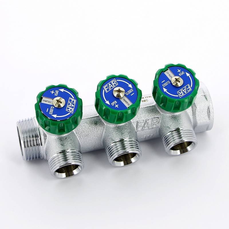 Коллектор проходной FAR 3 выхода 1 x 3/4 HP-BP Евроконус 45 мм FK 3822 134