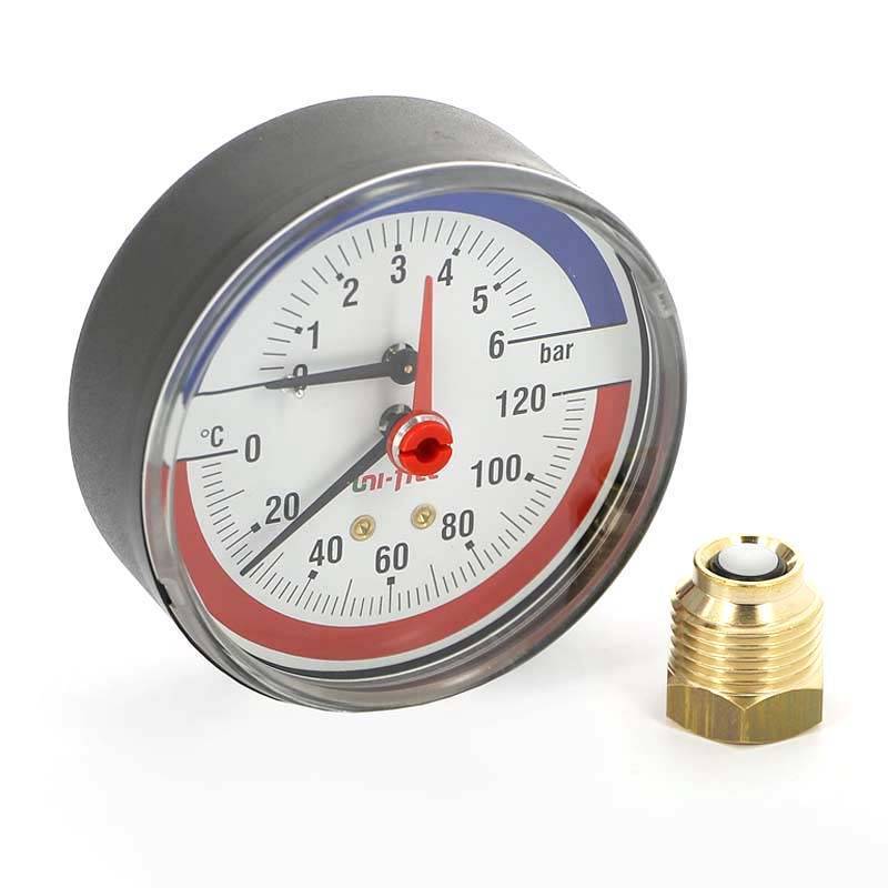 Термоманометр аксиальный Uni-Fitt 80 мм 4 бар 1/2 310P1442