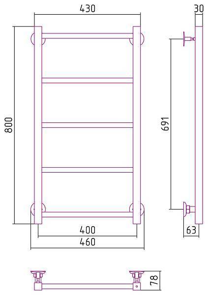 Полотенцесушитель водяной Стилье Версия-КН 40x80 см белый 12640-8040