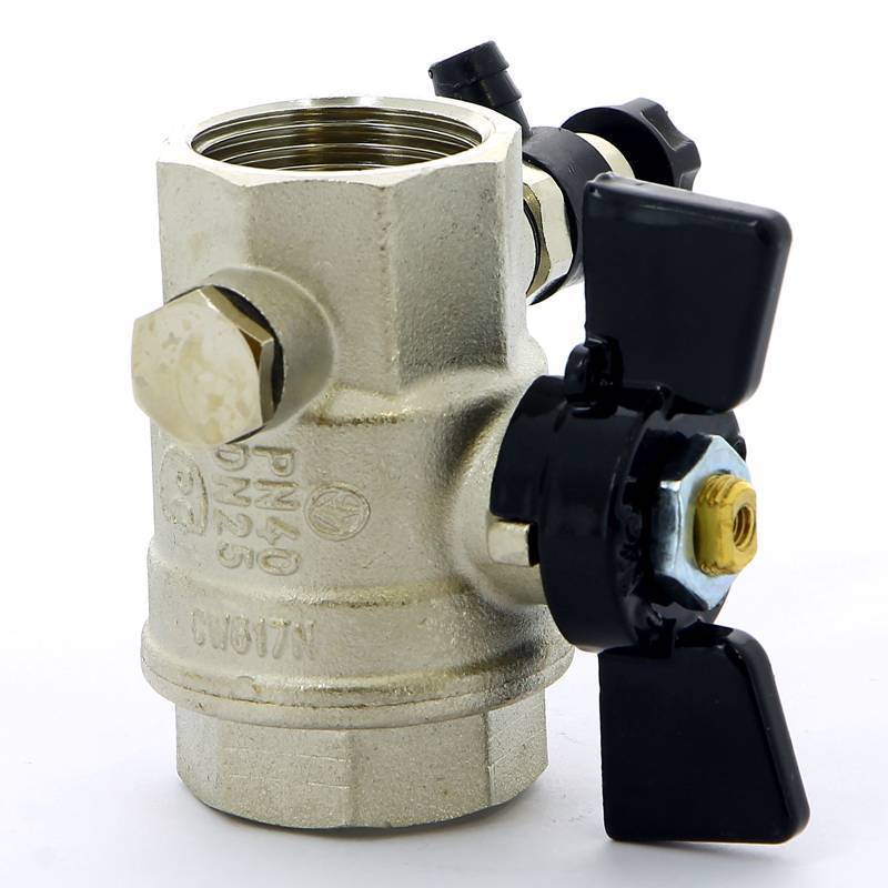 Кран шаровой Bugatti OREGON ВВ с заглушкой и дренажным вентилем бабочка 1 03320017