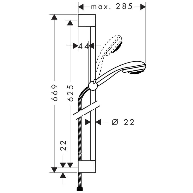 Душевой гарнитур Hansgrohe Crometta 85 Multi со штангой 65 см хром 27767000