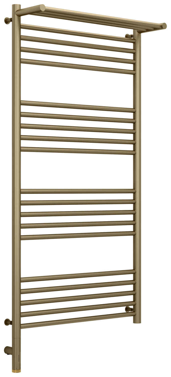 Полотенцесушитель электрический Сунержа Богема 3.0 с 1 полкой 632x1324 мм левый золотой шелк матовый 32-5806-1260