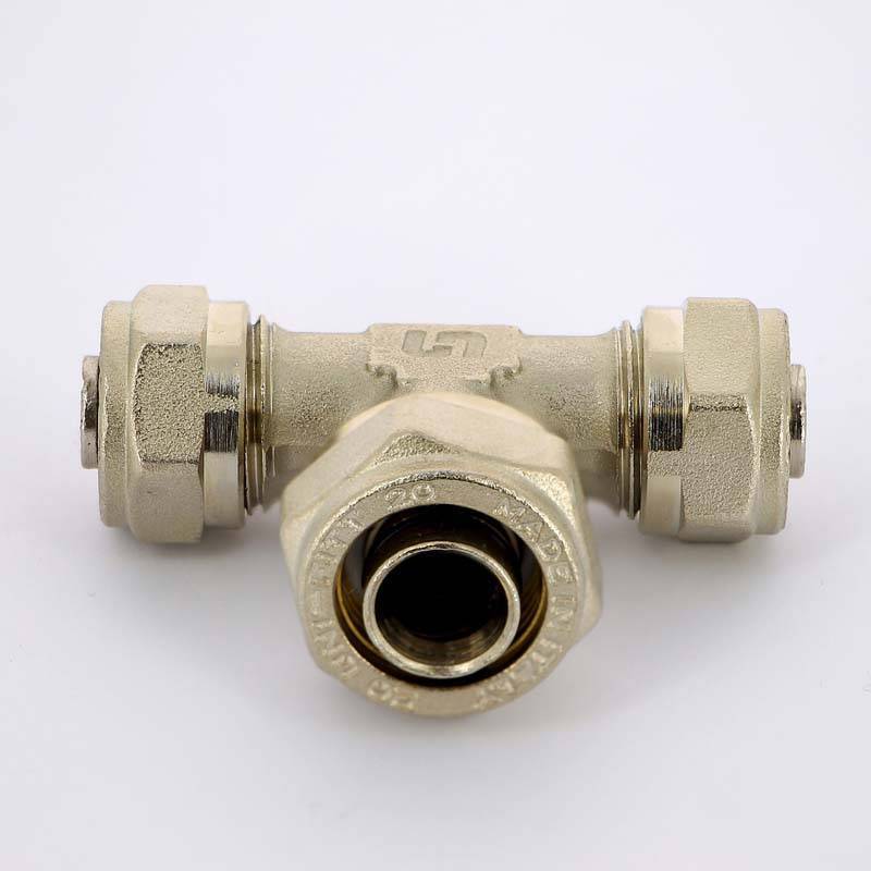 Тройник обжимной никелированный Uni-Fitt 16х20х16 мм 666N6760