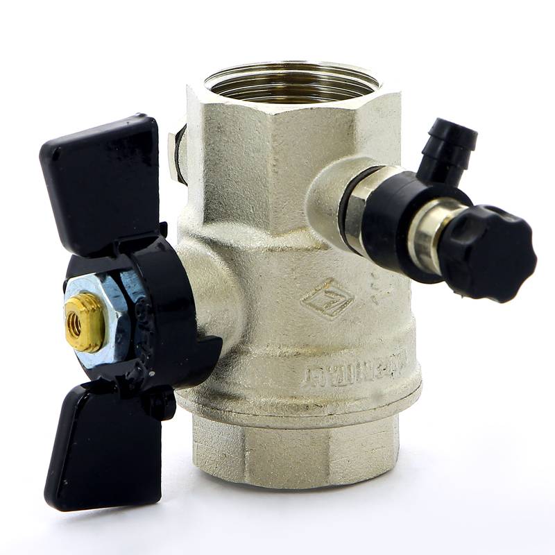 Кран шаровой Bugatti OREGON ВВ с заглушкой и дренажным вентилем бабочка 1 03320017