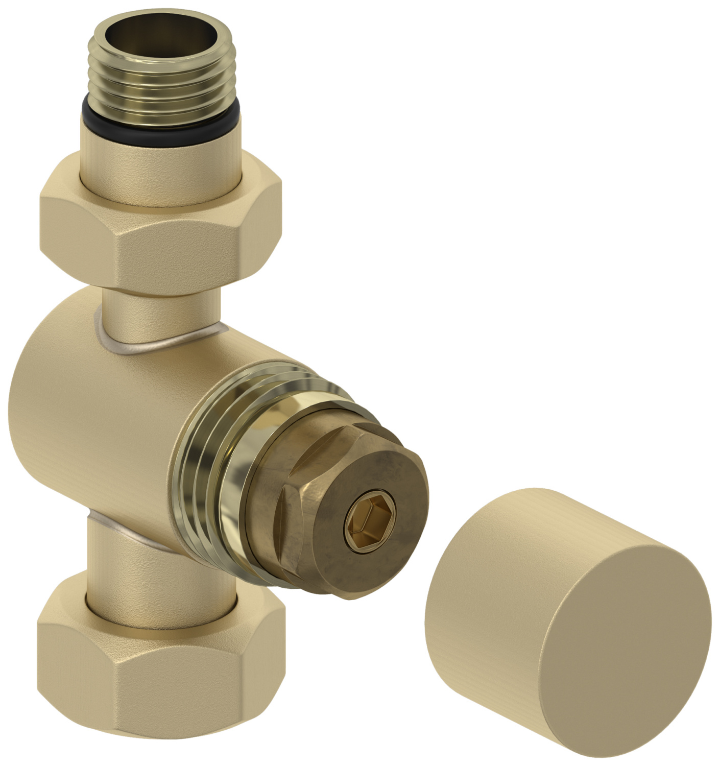 Вентиль регулирующий Сунержа прямой шестигранник G 1/2 x G 3/4 шампань матовая 022-1405-1234