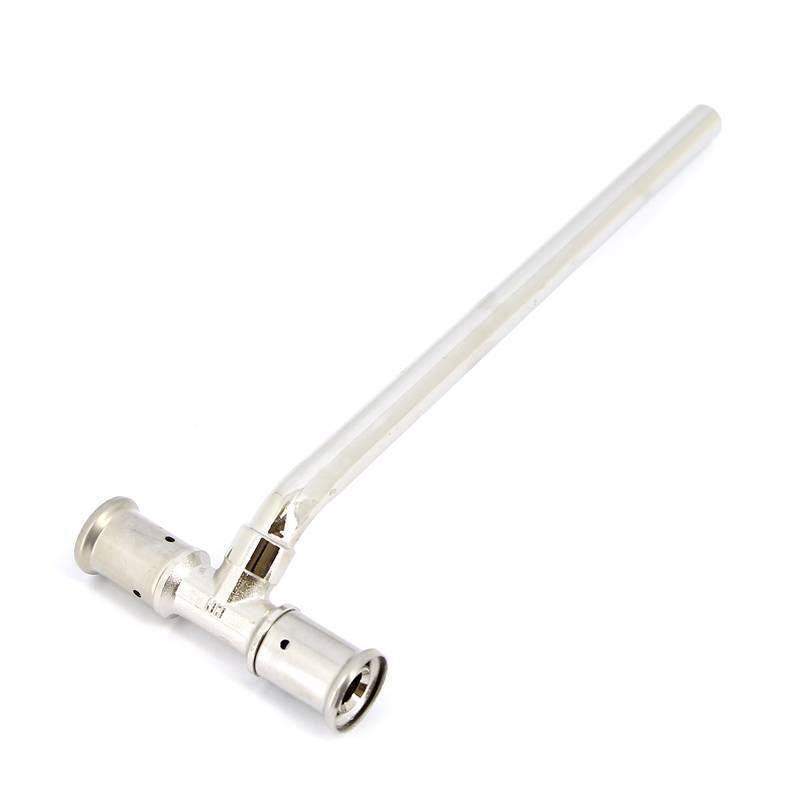 Тройник пресс Henco 22p 16х15х16 мм с трубкой 300 мм для радиатора 22P-1604