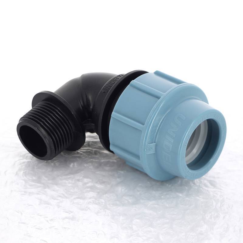 Угольник обжимной для труб ПНД Unidelta Deltone 32х1 наружная резьба 1008032004