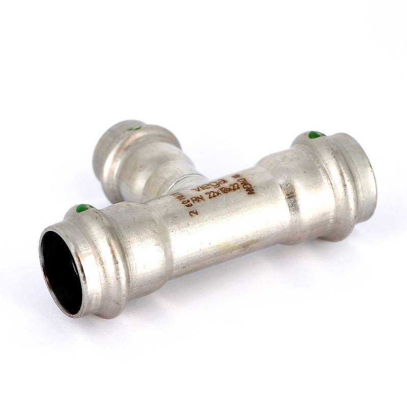 Тройник пресс Viega Sanpress Inox 22x18x22 мм нержавеющая сталь 435943