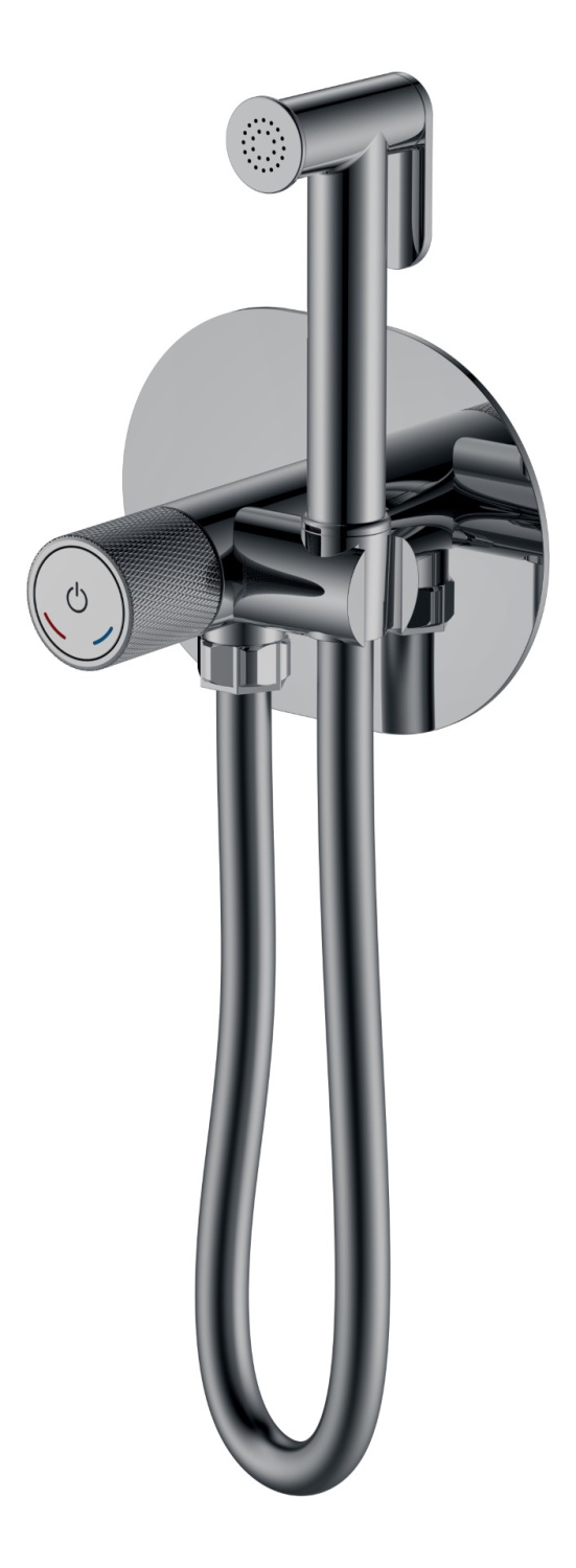 Гигиенический душ со смесителем Boheme Tech встраиваемый глянцевая оружейная сталь 157-SGM