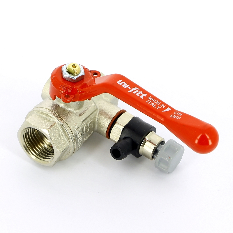 Кран шаровой ВВ 1/2 с дренажным вентилем (заглушка 1/4), ручка