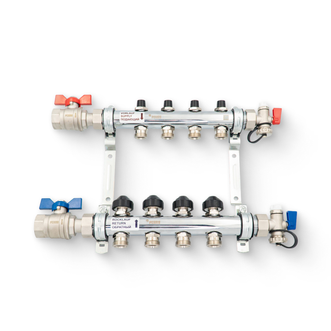 Комплект коллекторов REHAU HKV 12 контуров с шаровыми кранами 12063111001 / 12081221001