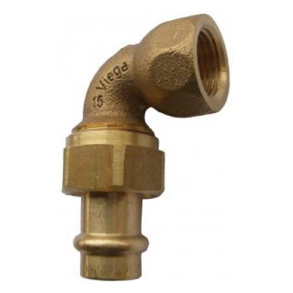 Угол пресс-В 22x3/4' разъёмное соединение с плоской прокладкой, бронза Sanpress SC-Contur