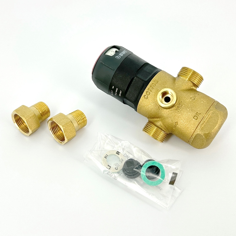 Редуктор давления 1/2 1.5-7 бар PN25 D1 Eco латунь, для г/в, латунная колба, с разъем. соед