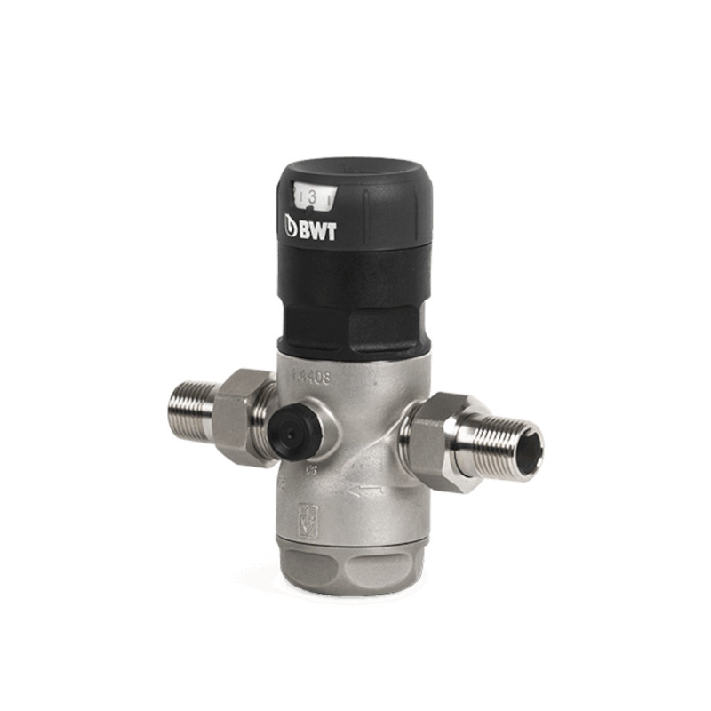 Редуктор давления 3/4 1.5-7 бар PN25 D1 Inox нерж. сталь, для г/в, стальная колба, с разъем. соед