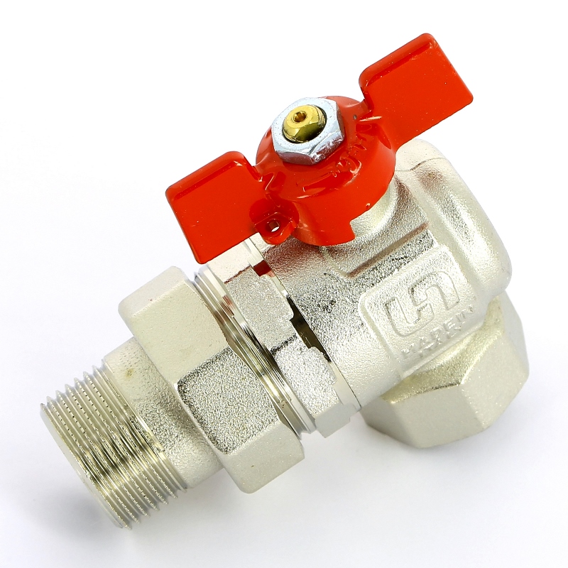 Кран угловой НВ 1 с разъемным соединением, полнопроходной, бабочка