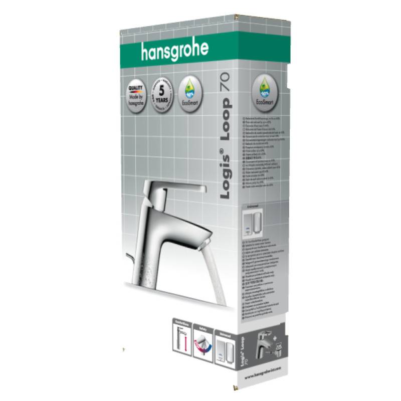 Смеситель для раковины Hansgrohe Logis Loop 70 со сливным гарнитуром хром 71150000