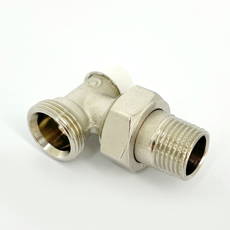 Вентиль обратный угловой НН 1/2 х 3/4 ЕК с разъёмным соединением, никелированный